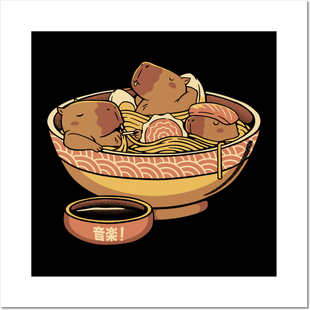 Capybara Cute Ramen by Tobe Fonseca Wall Art by Tobe_Fonseca